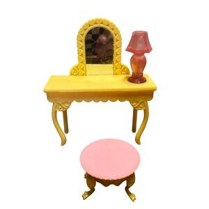 Vintage 1990’s Loving Family Dollhouse vanity table with stool